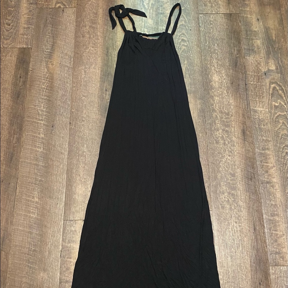 Cabi Bow Halter Black Maxi Dress Convertible Tie Straps Womans Size Small